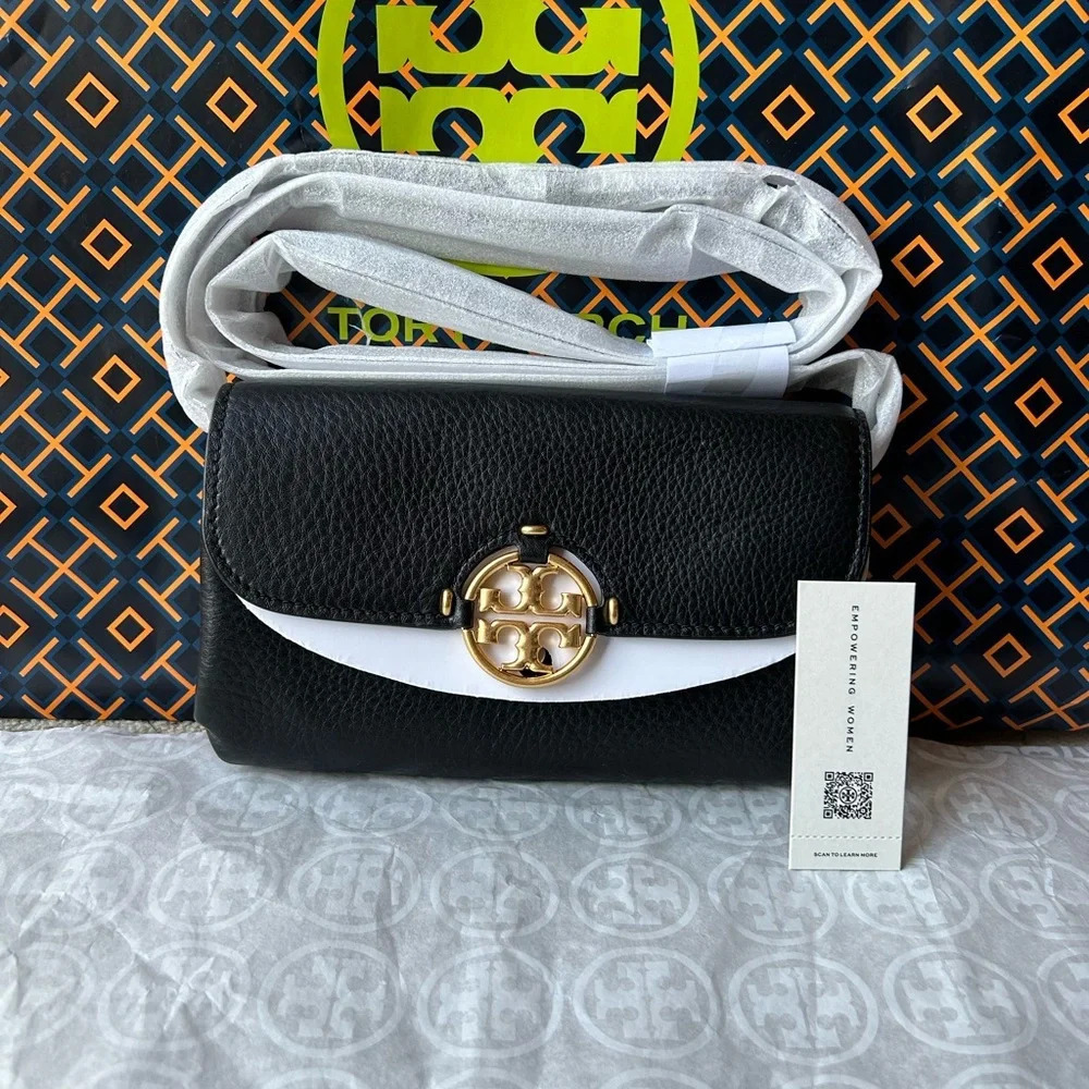 Tory Burch Miller Wallet Crossbody Bag Black Gold